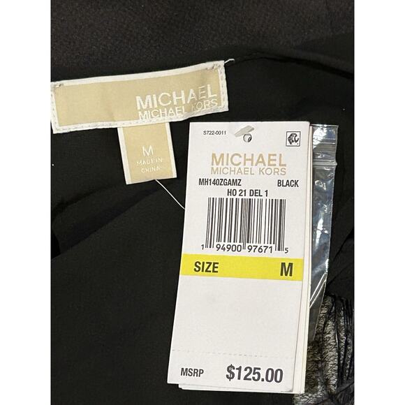 NWT Michael Kors Black Feathered Mesh Panel Tank Women's size M - Picture 3 of 4